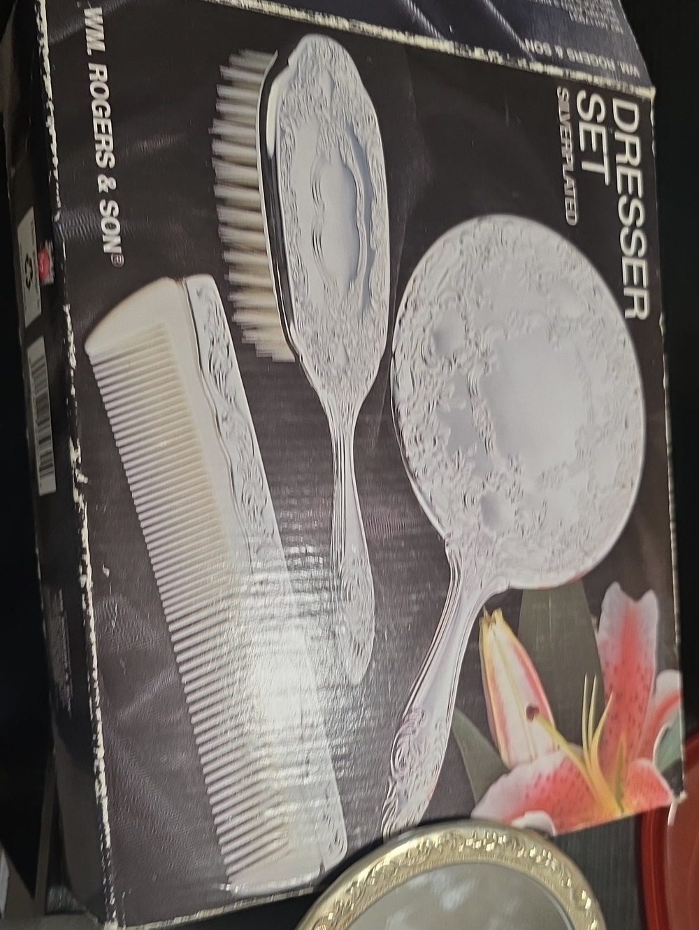 Silver-plated Dresser Set with Mirror, Brush & Comb